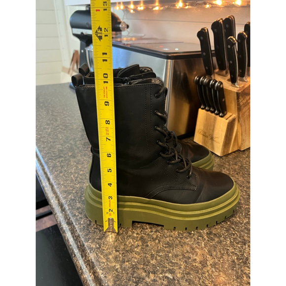 Cool Planet by Steve Madden Black w/ Green Sole Combat Boots - Picture 11 of 12